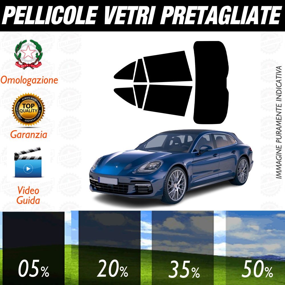 Porsche Panamera Turismo dal 2017 a Oggi Pellicole Oscuramento Vetri Auto Pre Tagliate a Misura