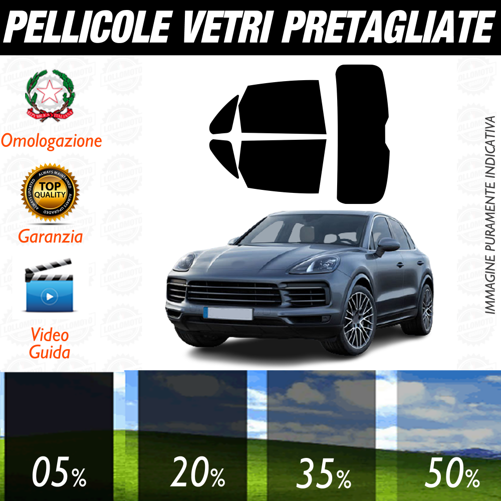 Porsche Cayenne dal 2017 a Oggi Pellicole Oscuramento Vetri Auto Pre Tagliate a Misura