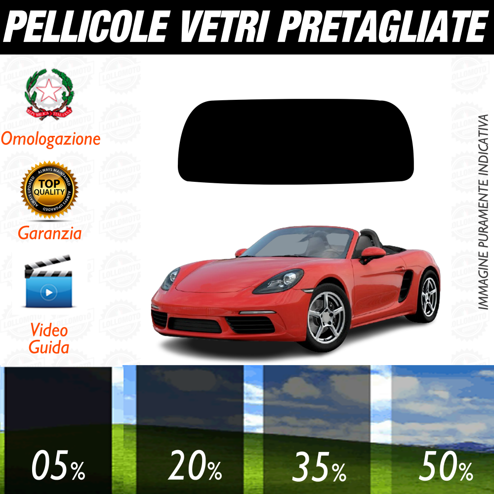 Porsche Boxster dal 2014 a Oggi Pellicole Oscuramento Vetri Auto Pre Tagliate a Misura