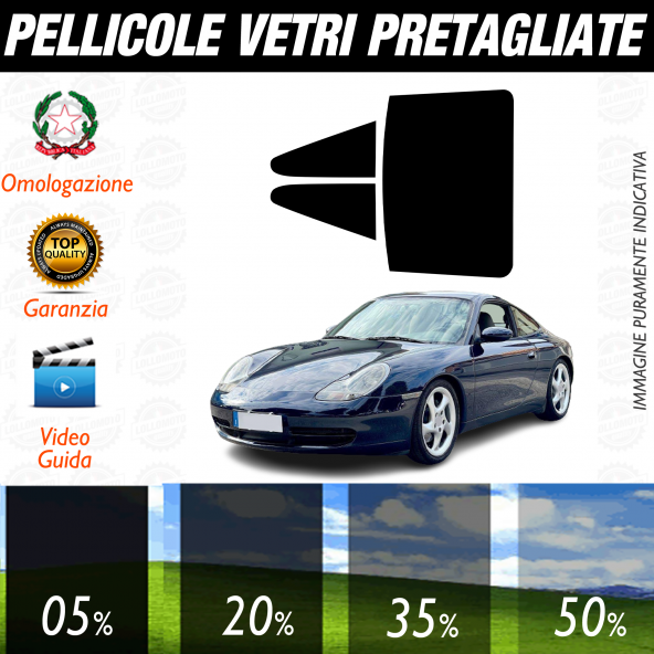 Porsche 911 Carrera Coupé dal 1997 al 2004 Pellicole Oscuramento Vetri Auto Pre Tagliate a Misura