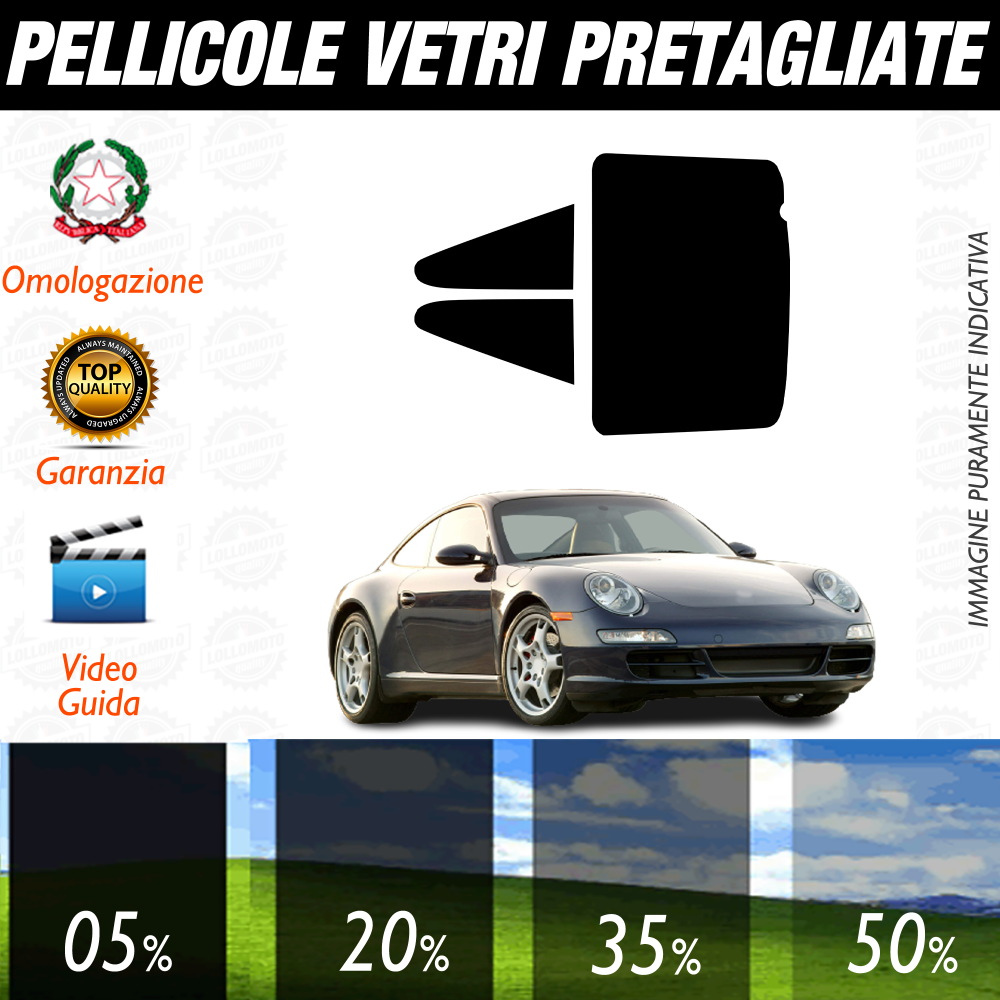 Porsche 911 Carrera Coupe dal 2005 al 2011 Pellicole Oscuramento Vetri Auto Pre Tagliate a Misura