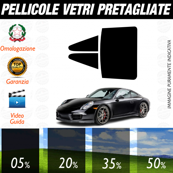 Porsche 911 Carrera Coupé dal 2012 al 2016 Pellicole Oscuramento Vetri Auto Pre Tagliate a Misura