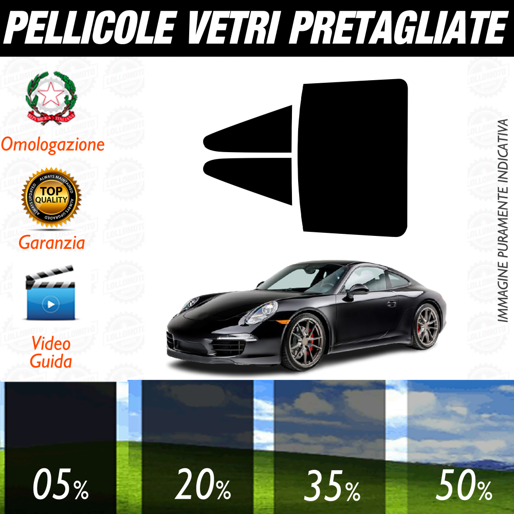 Porsche 911 Carrera Coupé dal 2012 al 2016 Pellicole Oscuramento Vetri Auto Pre Tagliate a Misura