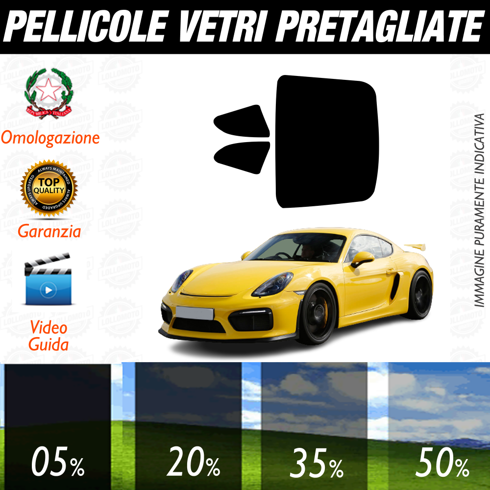 Porsche GT4 dal 2014 al 2019 Pellicole Oscuramento Vetri Auto Pre Tagliate a Misura