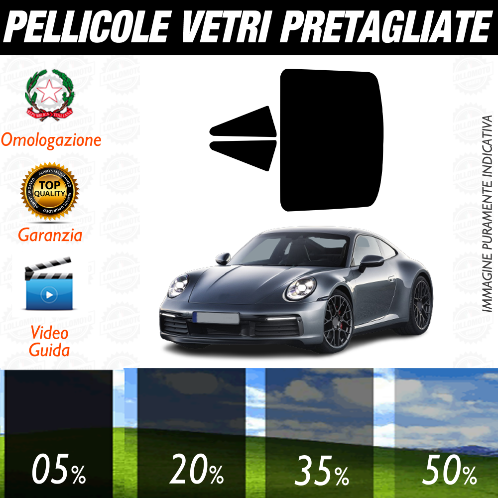 Porsche 911 Carrera / 4 / S / 4S / Turbo / Turbo S dal 2020 a Oggi Pellicole Oscuramento Vetri Auto Pre Tagliate a Misura