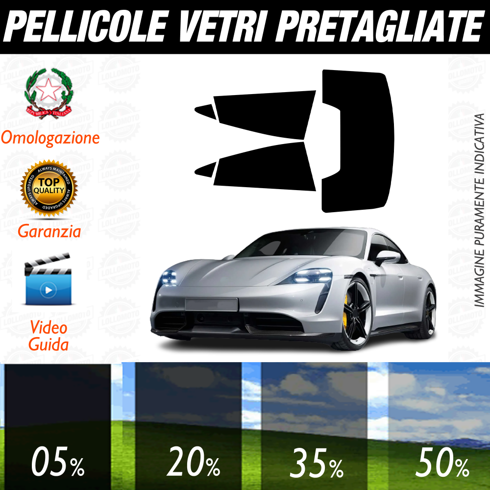 Porsche Taycan dal 2020 a Oggi Pellicole Oscuramento Vetri Auto Pre Tagliate a Misura