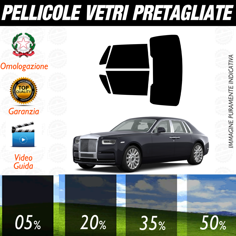 Rolls Royce Phantom dal 2020 a Oggi Pellicole Oscuramento Vetri Auto Pre Tagliate a Misura