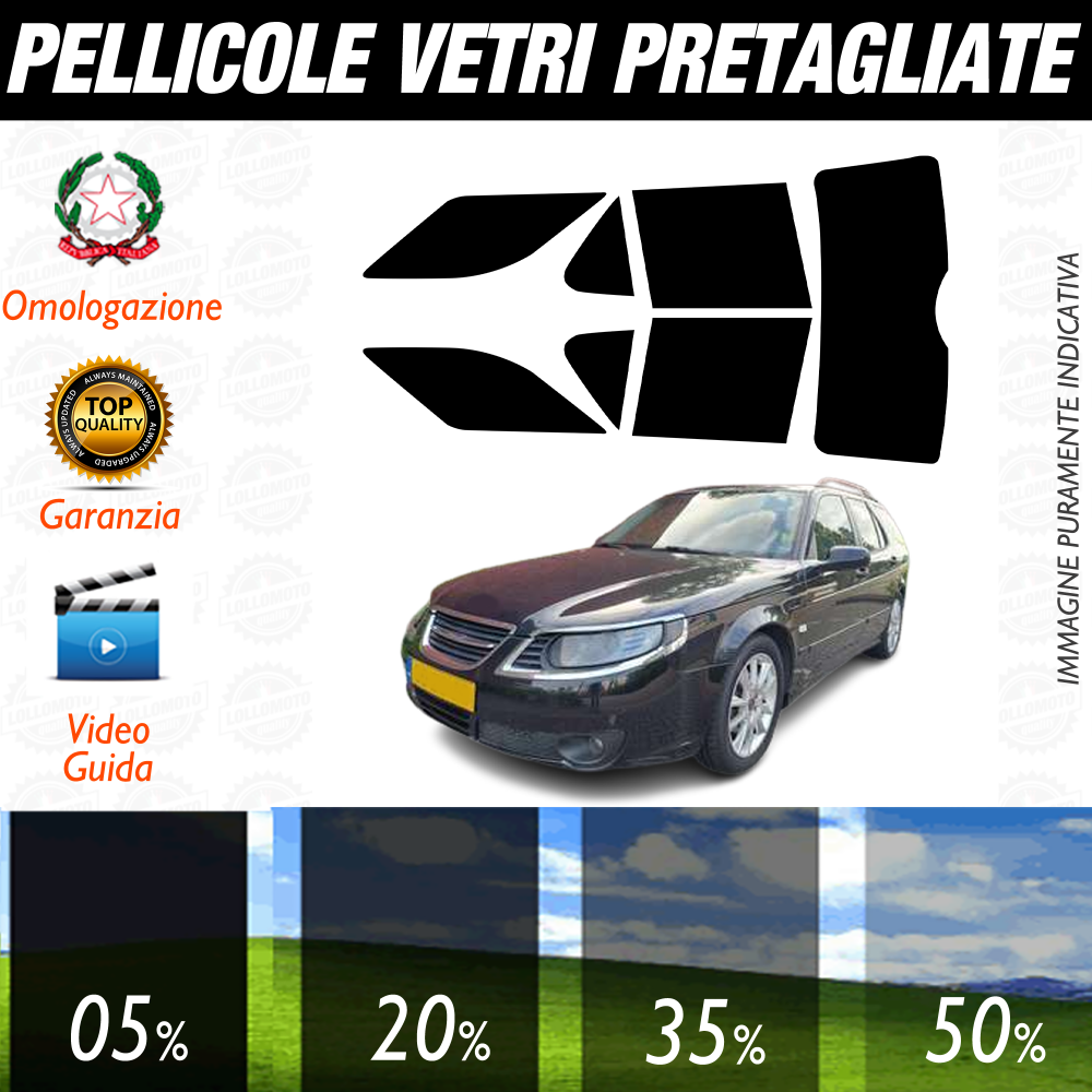 Saab 9-5 Sw dal 2007 al 2011 Pellicole Oscuramento Vetri Auto Pre Tagliate a Misura
