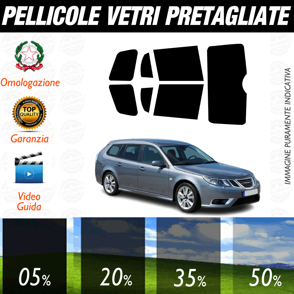 Saab 9-3 Sw dal 2005 al 2011 Pellicole Oscuramento Vetri Auto Pre Tagliate a Misura