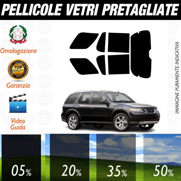 Saab 9-7X dal 2005 al 2009 Pellicole Oscuramento Vetri Auto Pre Tagliate a Misura