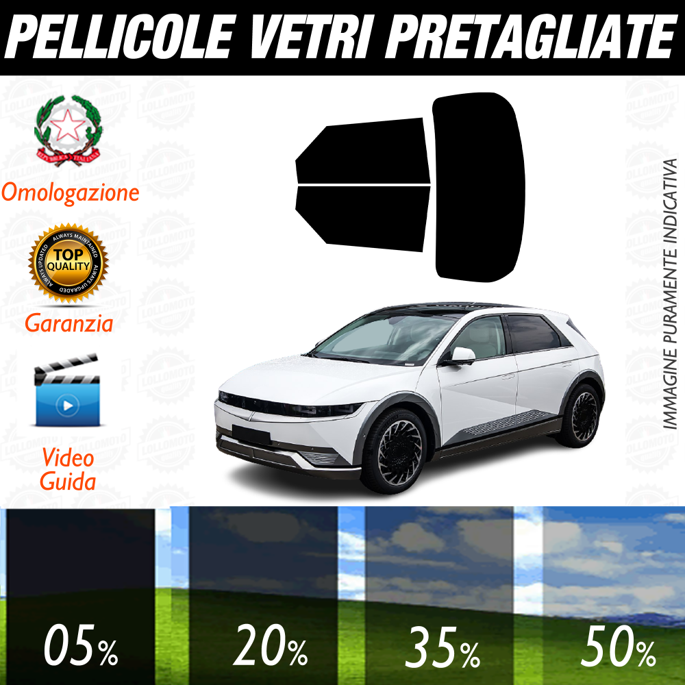 Hyundai Ioniq 5 dal 2021 a Oggi Pellicole Oscuramento Vetri Auto Pre Tagliate a Misura