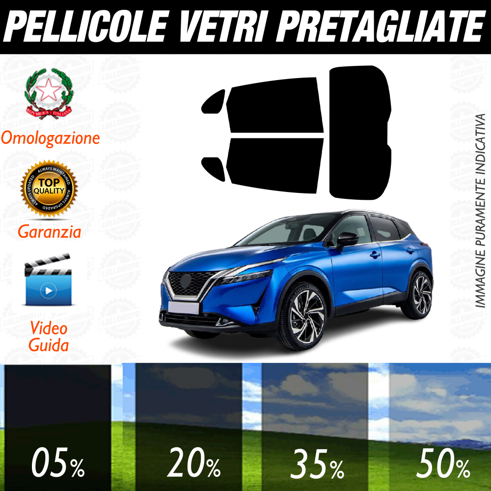 Nissan Qashqai dal 2021 a Oggi Pellicole Oscuramento Vetri Auto Pre Tagliate a Misura