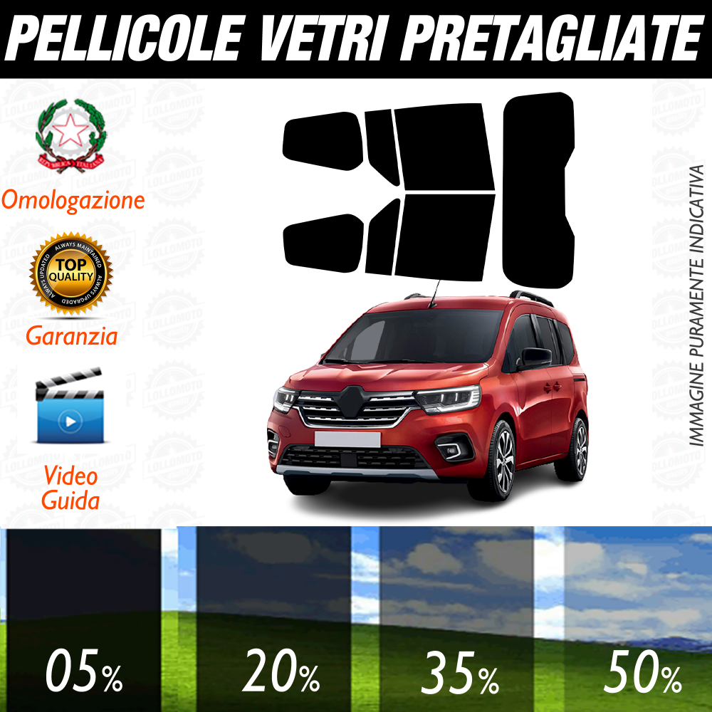 Renault Kangoo dal 2021 a Oggi Pellicole Oscuramento Vetri Auto Pre Tagliate a Misura