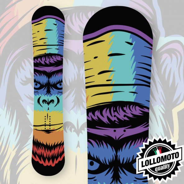 Adesivo Tavola Snowboard MONKEY COLORFUL Personalizzata Wrapping Stickers Decal Rivestimento Snow