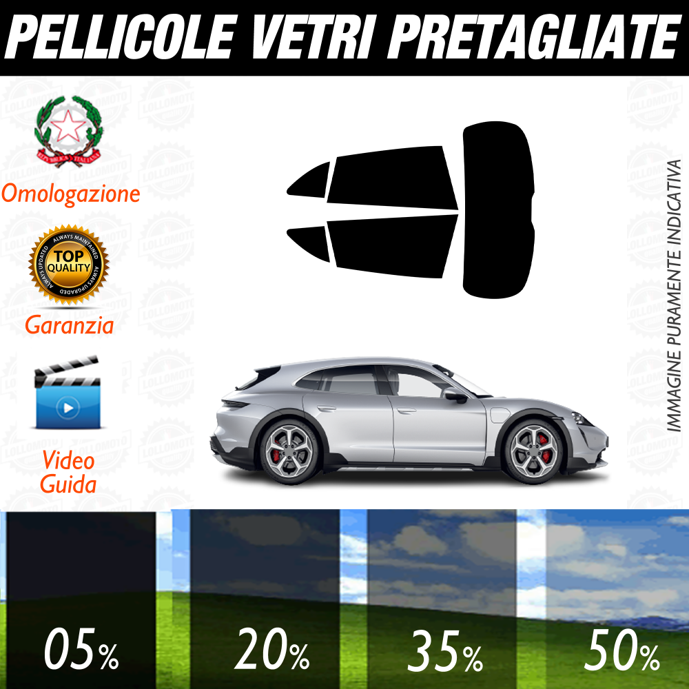 Porsche Taycan S Cross dal 2021 a Oggi Pellicole Oscuramento Vetri Auto Pre Tagliate a Misura