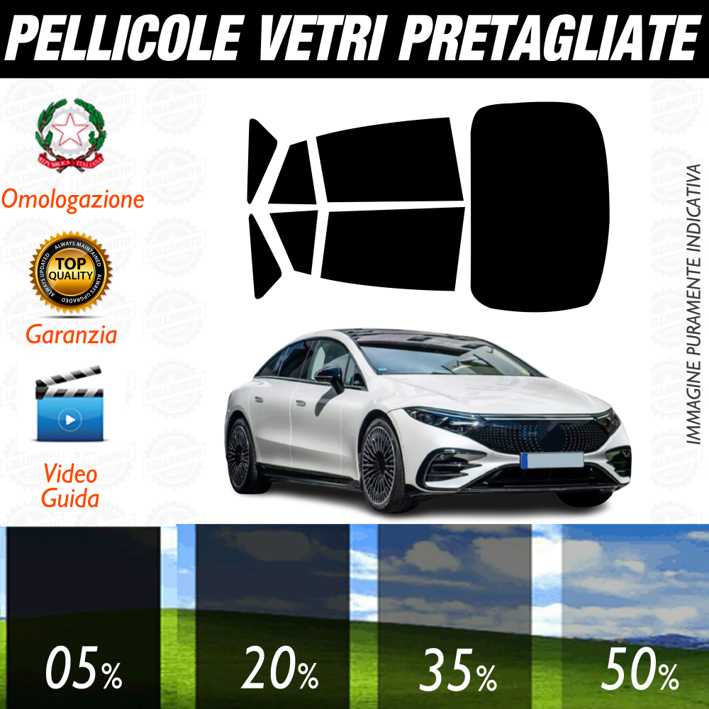 Mercedes EQS dal 2022 a Oggi Pellicole Oscuramento Vetri Auto Pre Tagliate a Misura