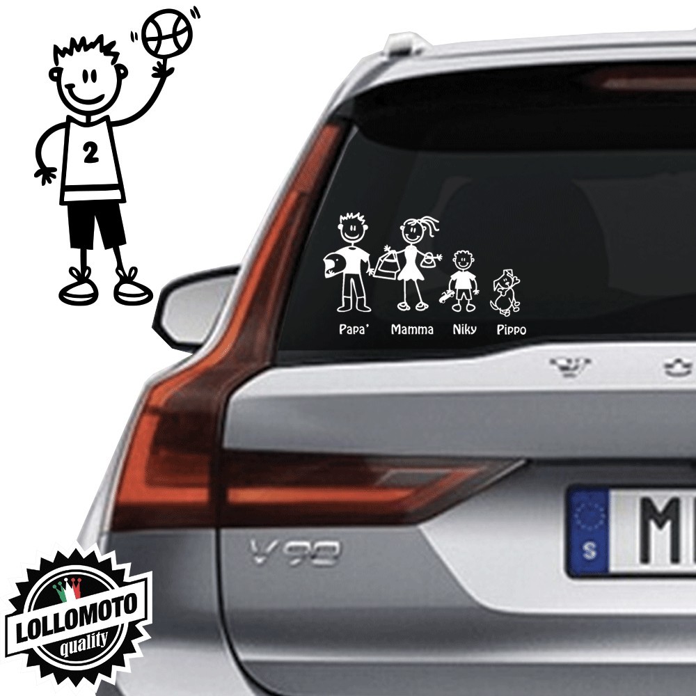 Ragazzo Basket Vetro Auto Famiglia StickersFamily Stickers