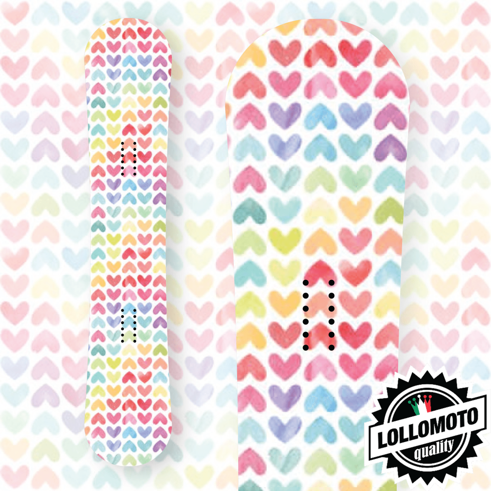 Adesivo Tavola Snowboard Rainbow Heart Personalizzata Wrapping Stickers Decal Rivestimento Snow
