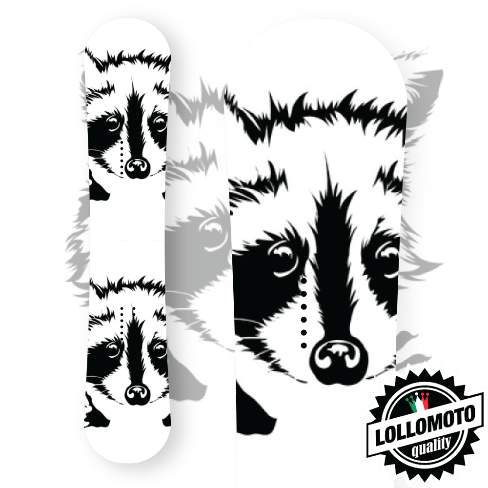 Adesivo Tavola Snowboard Raccoon Personalizzata Wrapping Stickers Decal Rivestimento Snow