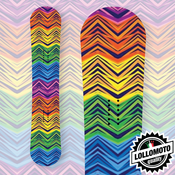 Adesivo Tavola Snowboard Broken Lines Rainbow Personalizzata Wrapping Stickers Decal Rivestimento Snow