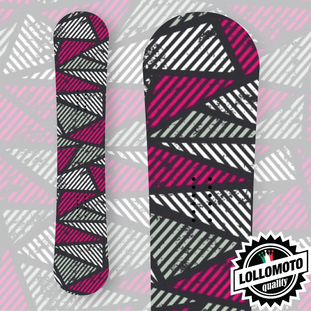 Adesivo Tavola Snowboard Triangles Bianco e Rosso Personalizzata Wrapping Stickers Decal Rivestimento Snow