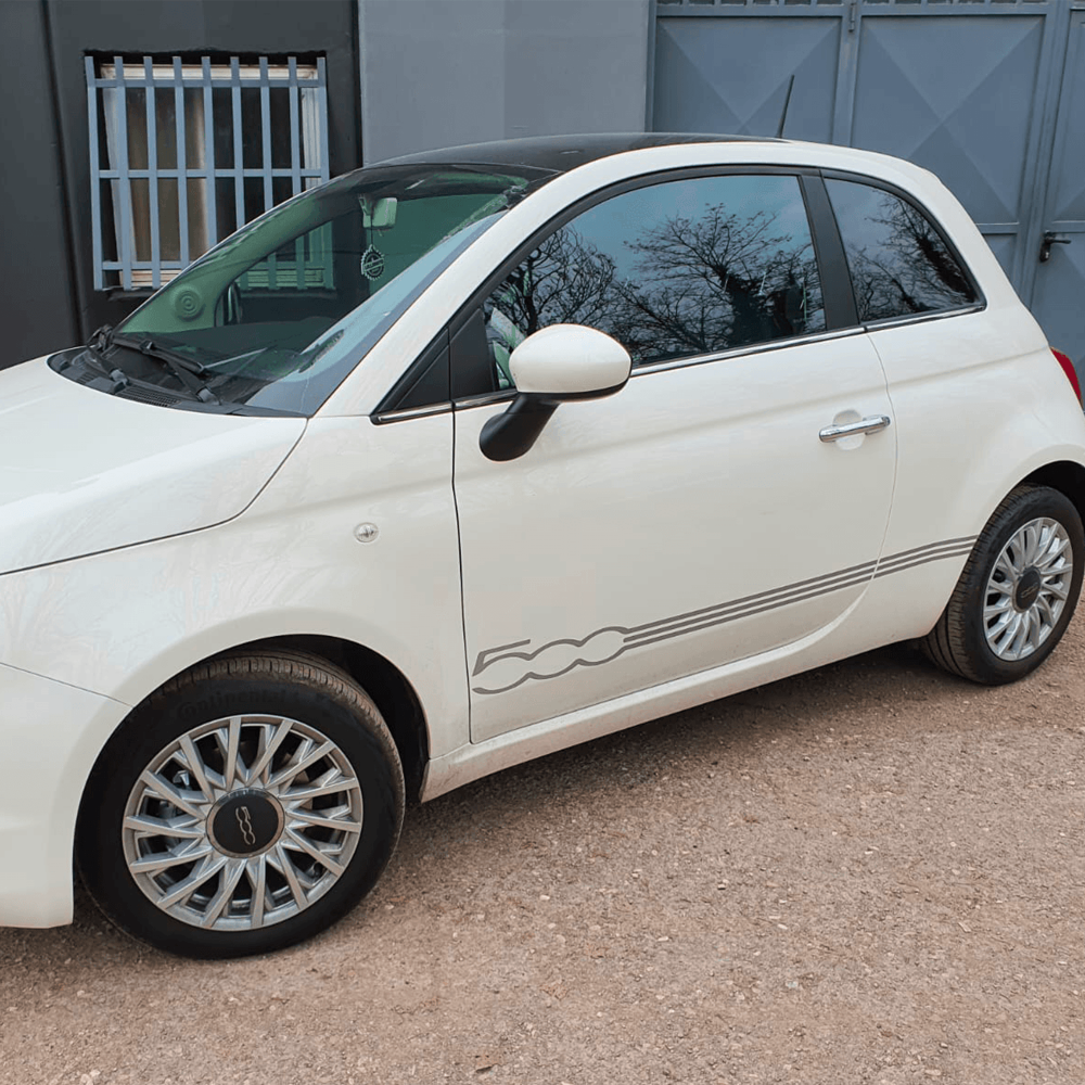AutoDress® Set Strisce Laterali Adesive Per Fiat 500 - Scegli Il Colore, Quadri, Qualità Orafol, 7 Anni Di Durata