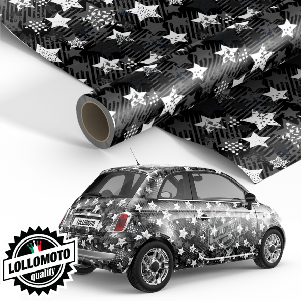 Pellicola Mimetico Camo Star Bianco Pellicola Car Wrapping Adesiva Rivestimento Auto