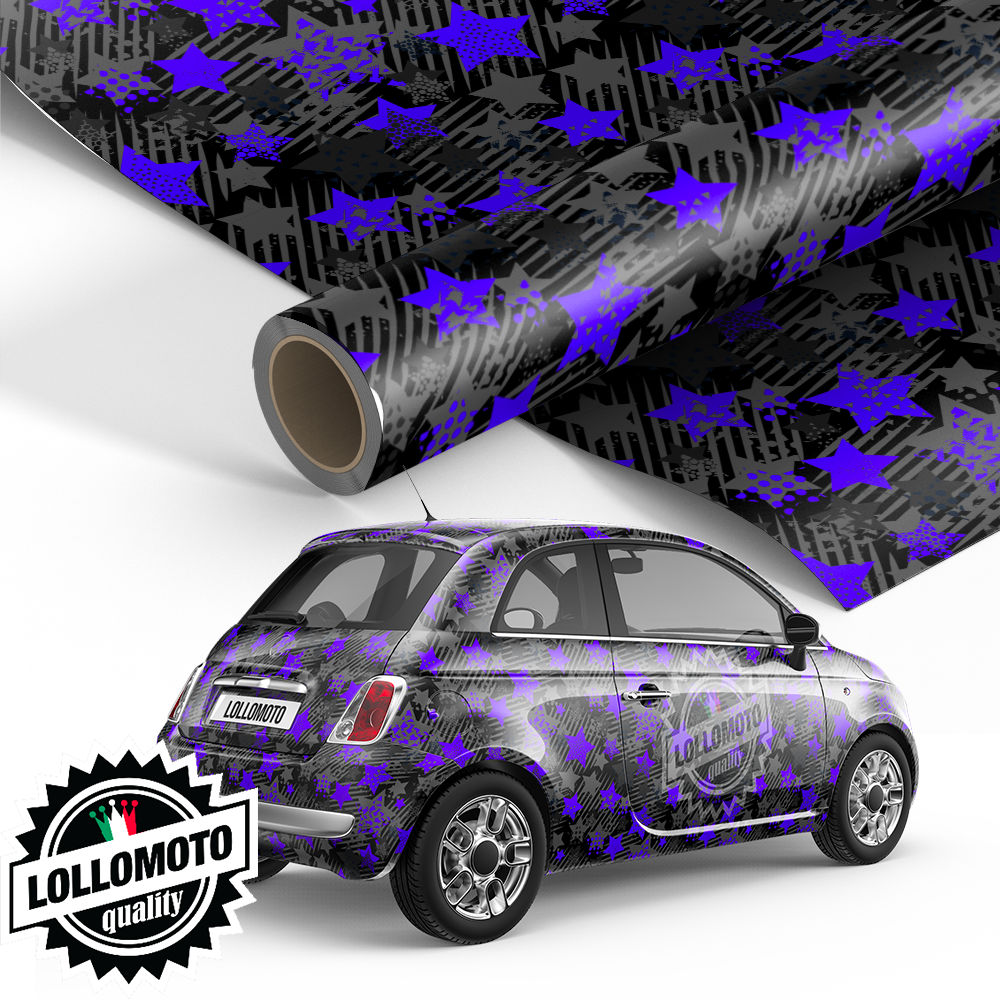 Pellicola Mimetico Camo Star Viola Pellicola Car Wrapping Adesiva Rivestimento Auto