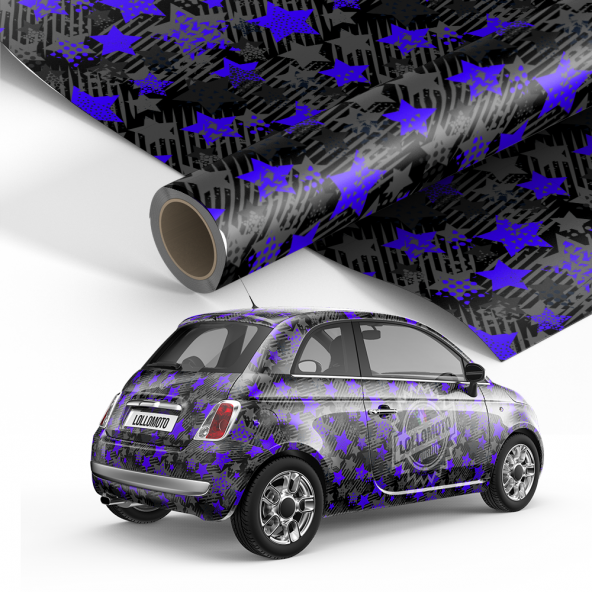 Pellicola Mimetico Camo Star Viola Pellicola Car Wrapping Adesiva Rivestimento Auto