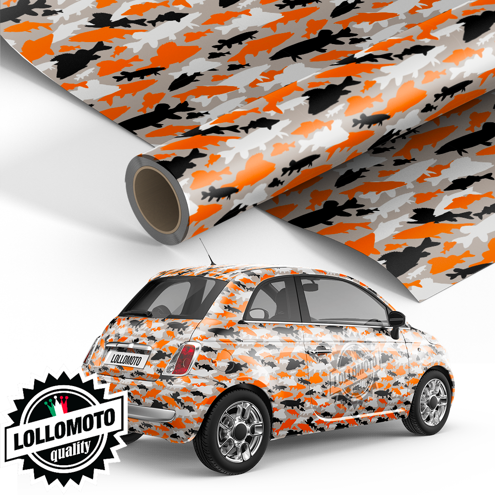 Pellicola Mimetico Camo Fish Pellicola Car Wrapping Adesiva Rivestimento Auto