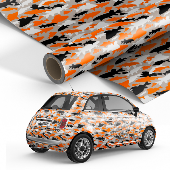 Pellicola Mimetico Camo Fish Pellicola Car Wrapping Adesiva Rivestimento Auto