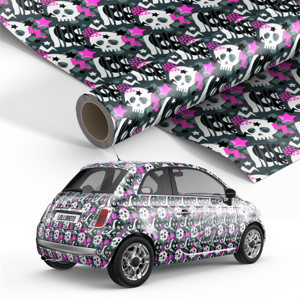 Pellicola Skull Modern Style Pink Pellicola Car Wrapping Adesiva Rivestimento Auto