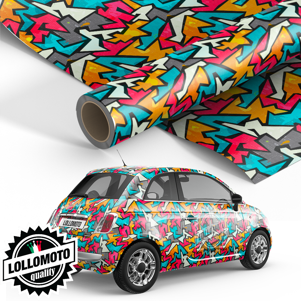 Pellicola Colorful Graffiti Pellicola Car Wrapping Adesiva Rivestimento Auto