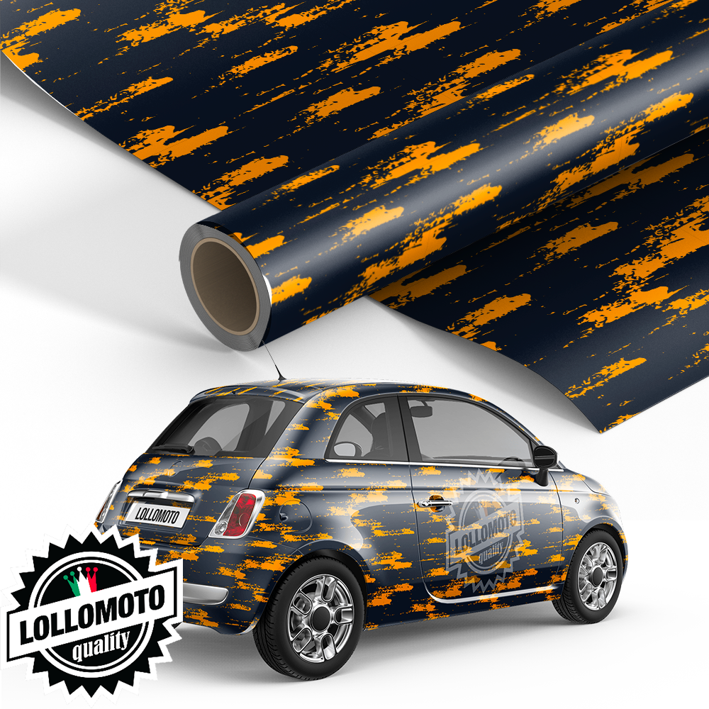 Pellicola Camouflage Paint Smears Orange Pellicola Car Wrapping Adesiva Rivestimento Auto
