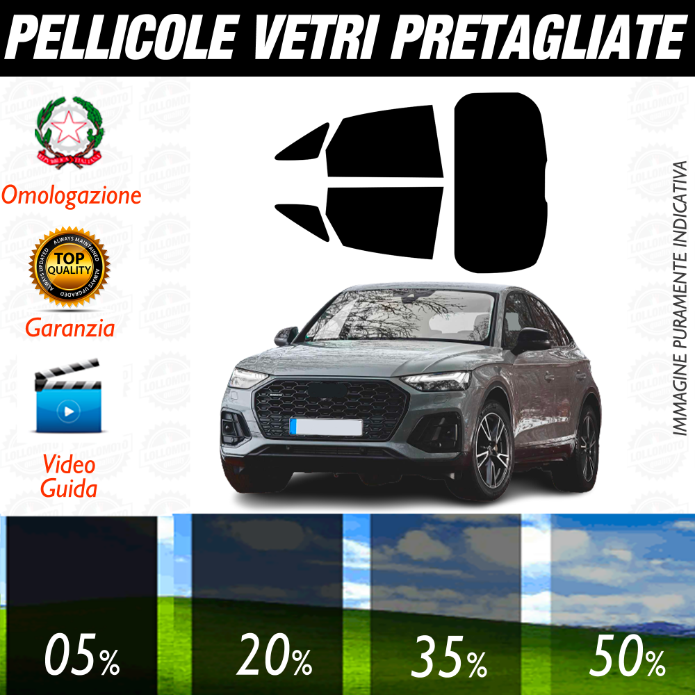 Audi Q5 Sportback dal 2021 a Oggi Pellicole Oscuramento Vetri Auto Pre Tagliate a Misura