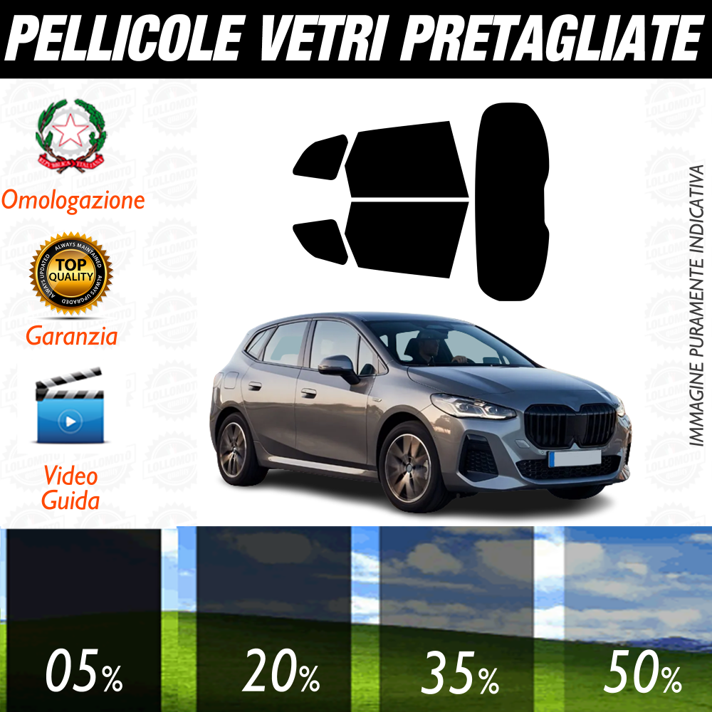 Bmw Serie 2 Active Tourer dal 2022 ad OGGI Pellicole Oscuramento Vetri Posteriori Auto Pre Tagliate a Misura