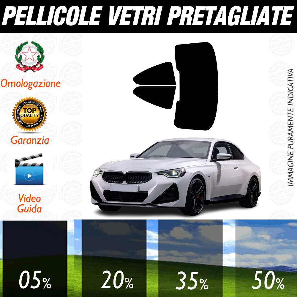 Bmw Serie 2 Coupé dal 2021 ad Oggi Pellicole Oscuramento Vetri Auto Pre Tagliate a Misura