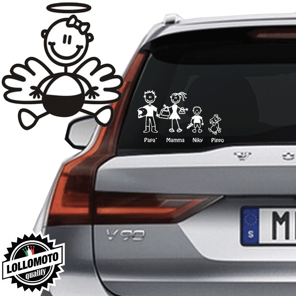 Angelo Neonato Con Fiocchetto Vetro Auto Famiglia