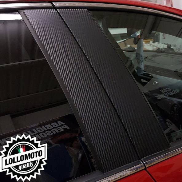 Kit 4 Strisce Adesive Montanti Anteriori Opel Corsa 5P dal 2019 ad Oggi Carbonio 4D Adesivi Stickers Fiancate Aut Decal