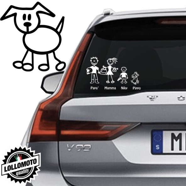 Cane che Cammina Vetro Auto Famiglia StickersFamily Stickers