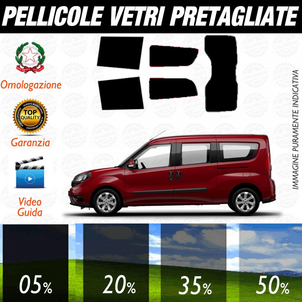 Fiat Doblò Maxi dal 2010 ad OGGI VETRI SCENDENTI Pellicole Oscuramento Vetri Posteriori Auto Pre Tagliate a Misura Plotter