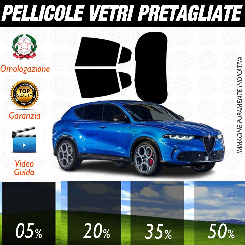 Alfa Romeo Tonale dal 2022 ad OGGI Pellicole Oscuramento Vetri Auto Posteriori Pre Tagliate a Misura - LOLLOMOTO