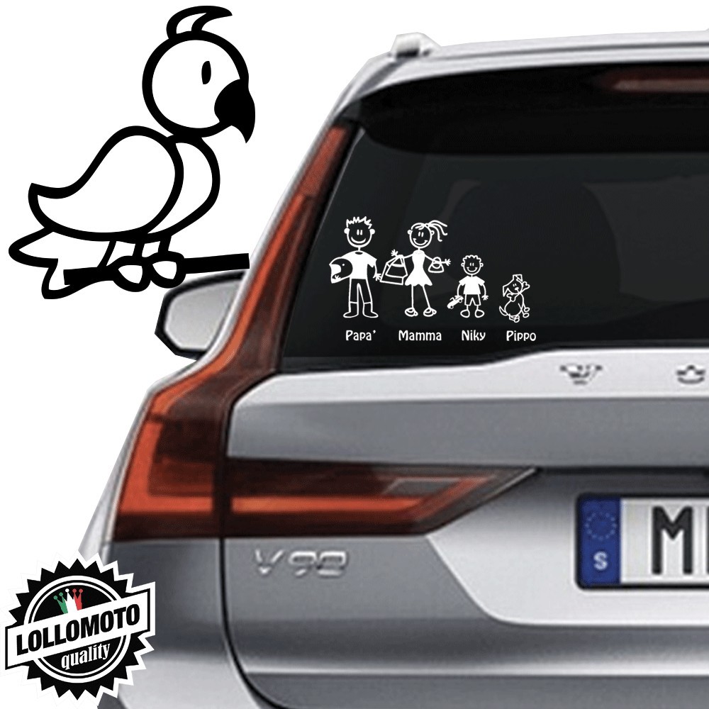 Uccellino Vetro Auto Famiglia StickersFamily Stickers Family