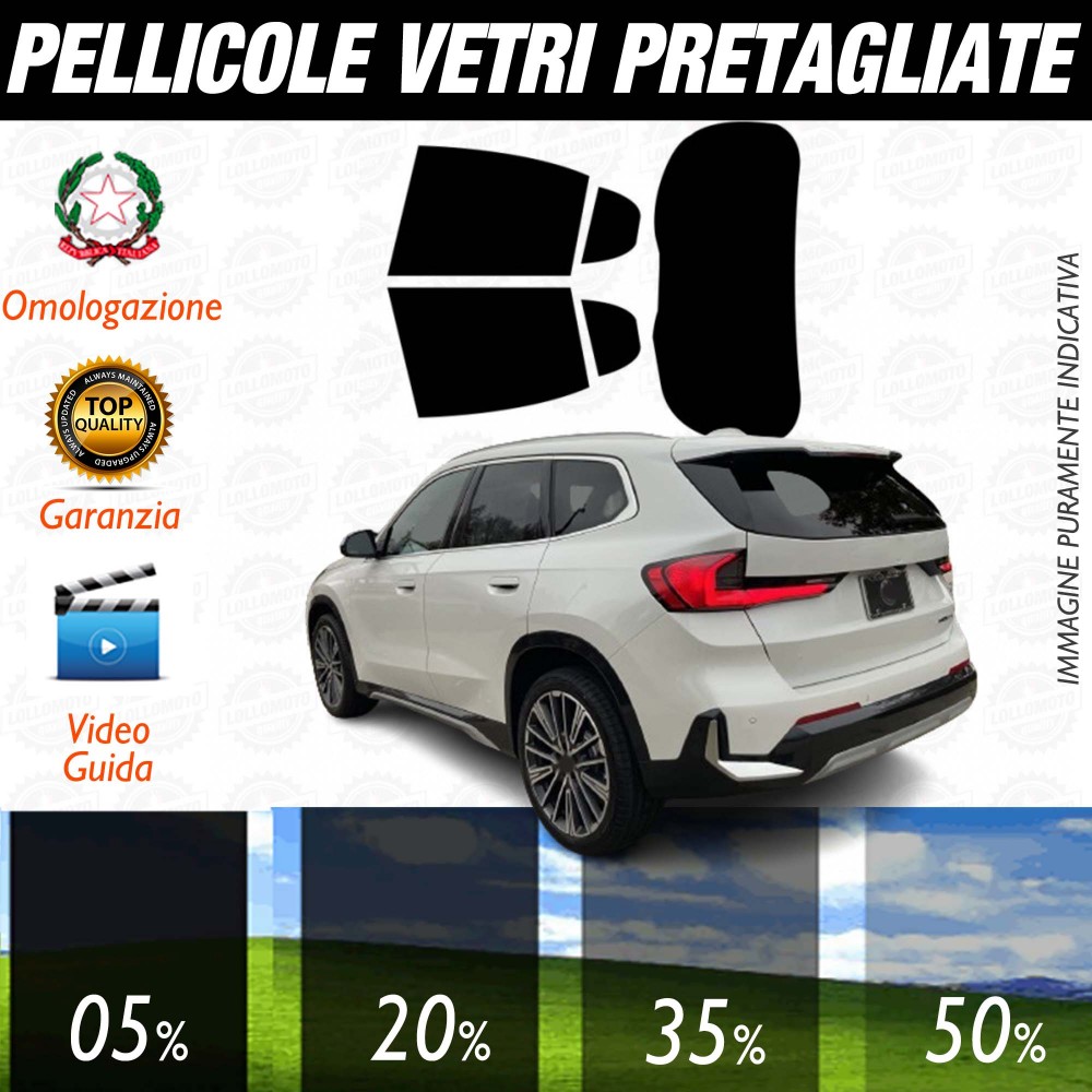 BMW X1 dal 2023 ad OGGI Pellicole Oscuramento Vetri Auto Posteriori Pre Tagliate a Misura - LOLLOMOTO