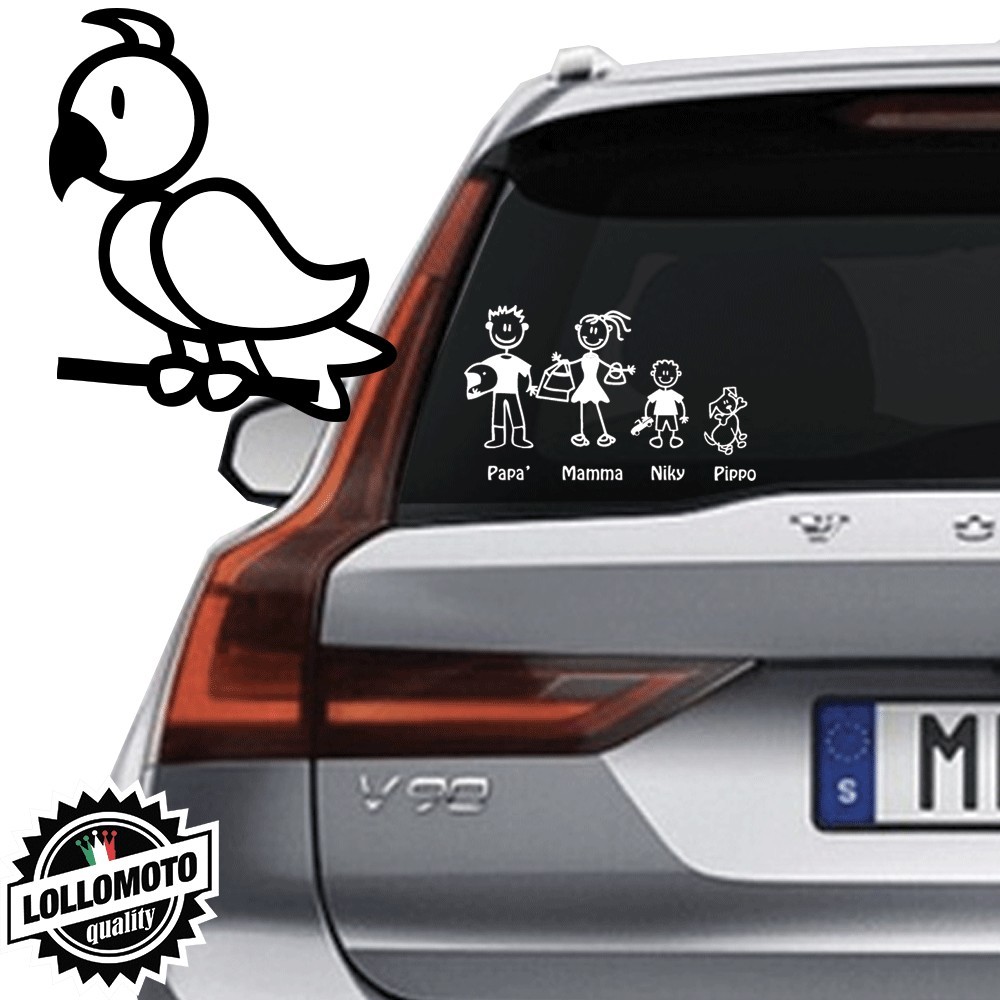 Uccellino Vetro Auto Famiglia StickersFamily Stickers Family