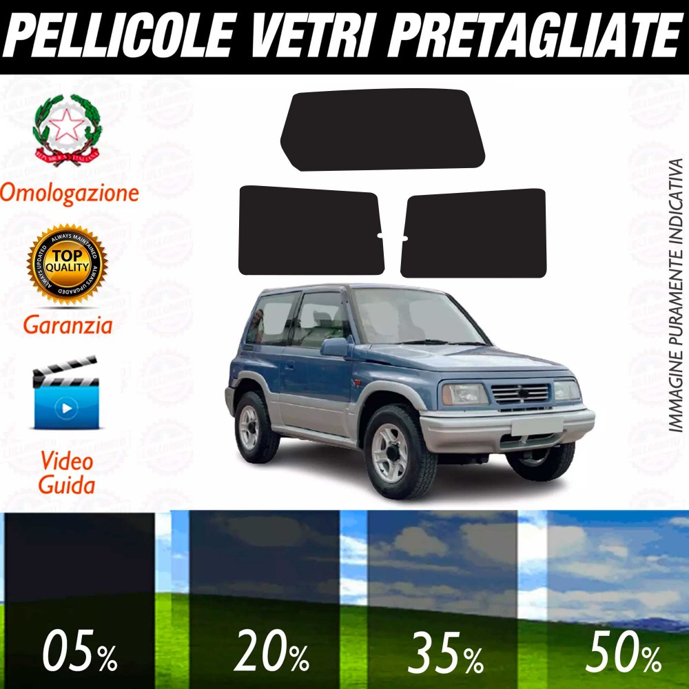Suzuki Vitara 2P dal 1992 al 1995 Pellicole Oscuramento Vetri Auto Pre Tagliate a Misura
