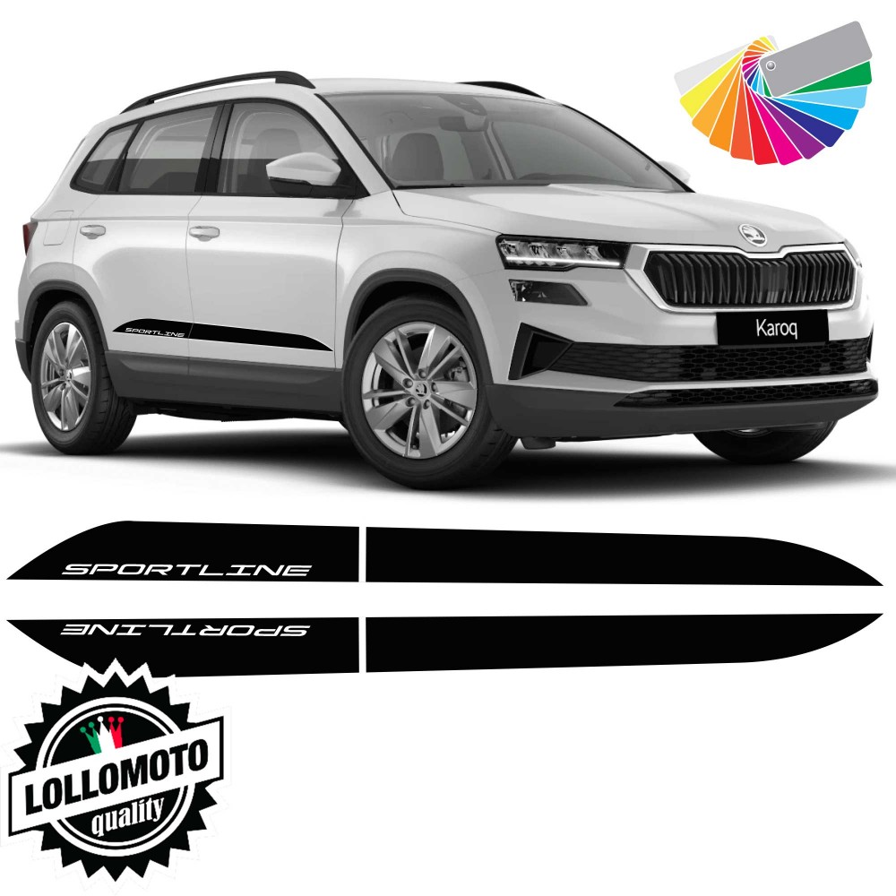 2x Strisce Adesive Laterali SPORT LINE per Skoda KAROQ dal 2021 ad OGGI Adesivi Auto