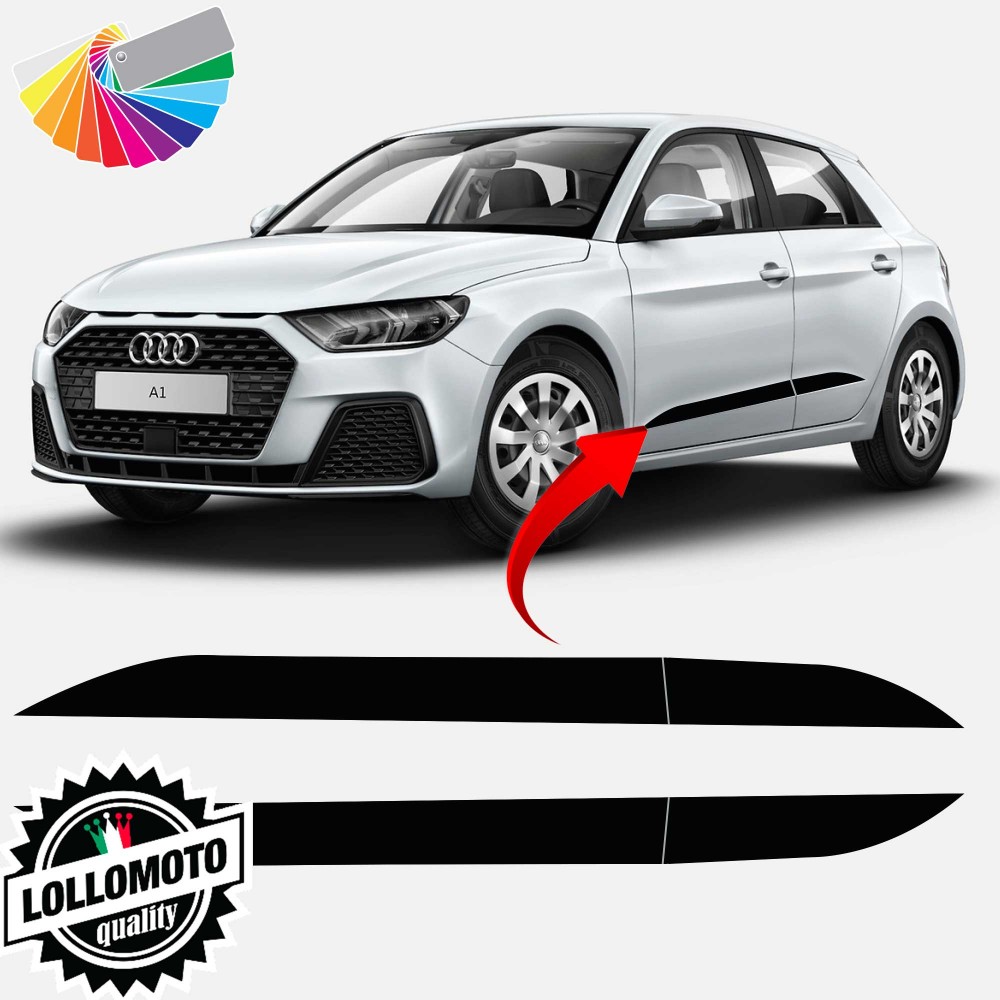 2x Strisce Adesive Laterali SEMPLICI per AUDI A1 dal 2019 ad OGGI Adesivi Auto