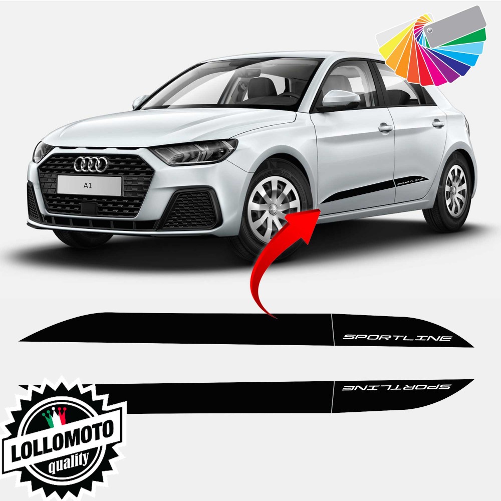 2x Strisce Adesive Laterali SPORTLINE per AUDI A1 dal 2019 ad OGGI Adesivi Auto