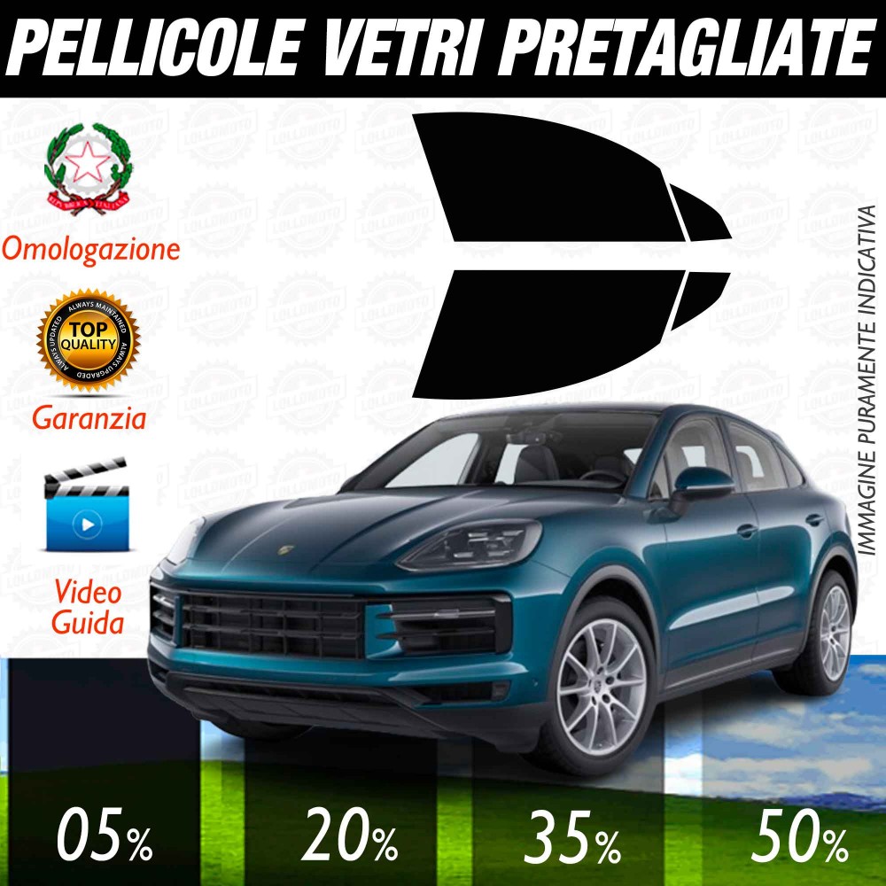 VETRI ANTERIORI Porsche Cayenne Coupe dal 2020 al 2025 Pellicole Oscuramento Vetri Auto Pre Tagliate a Misura